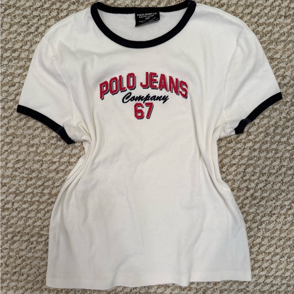 Ralph Lauren White and Black Fitted Short Sleeve T-Shirt